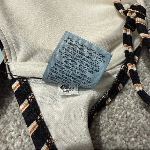 NWT Shade and Shore Striped Black, Orange, and Beige Underwire Swim Top Size 36B - Picture 7 of 7